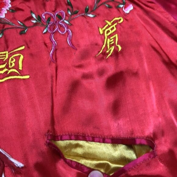 RARE 1980’s JouJou Bomber | Bright Red Rayon with Embroidery | Size M - Picture 14 of 16